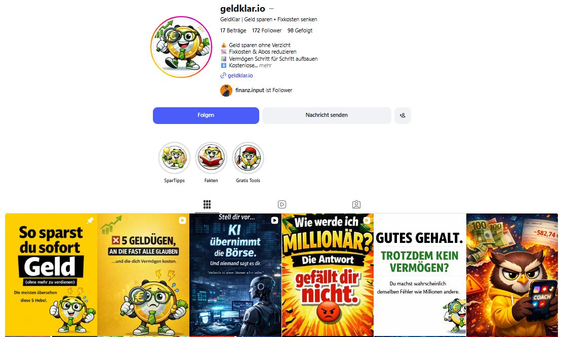 Screenshot GeldKlar Instagram